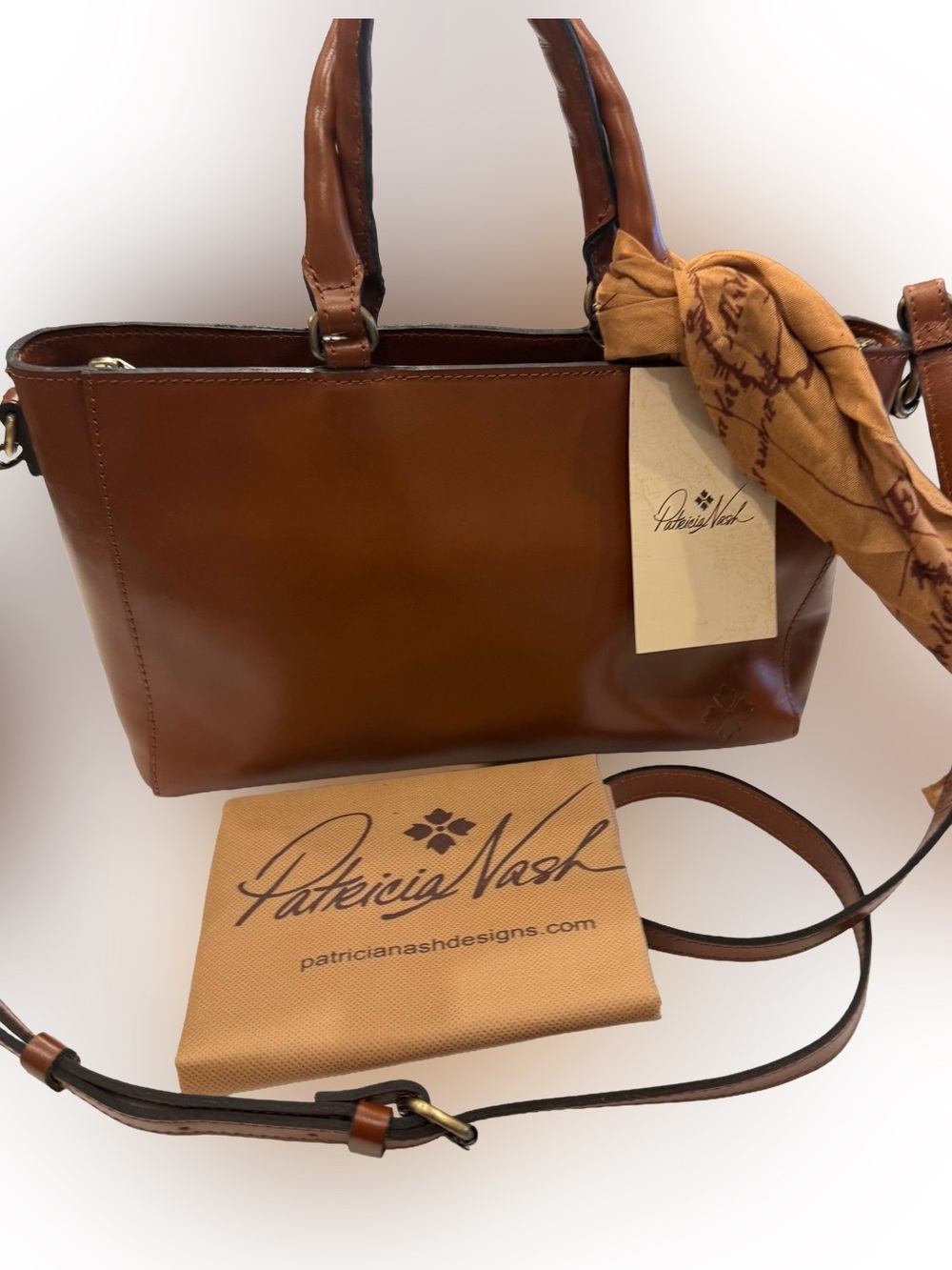Patricia Nash Aileen Crossbody / Top Handl Satchel Brown Leather NWT